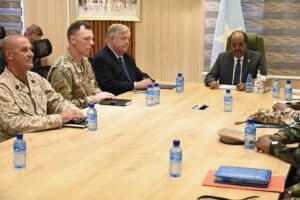 AFRICOM commander General Dagvin Anderson meets President Hassan Sheikh Mohamud in Mogadishu Somalia