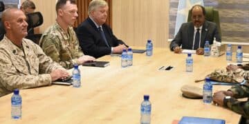 AFRICOM commander General Dagvin Anderson meets President Hassan Sheikh Mohamud in Mogadishu Somalia