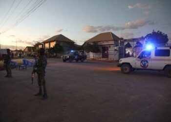 Somali federal soldiers and a police ambulance on a Baidoa street at first light in the Rahanweyn capital, fought over again on 3 September 2026