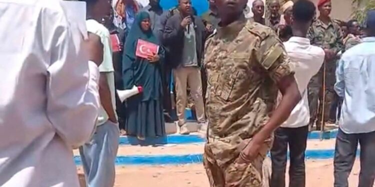 Residents protesting in Doolow after the strike on the residence of Mahad Shub, which no government has claimed