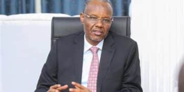 Former South West State President Abdiaziz Hassan Mohamed Laftagareen seated during an interview.