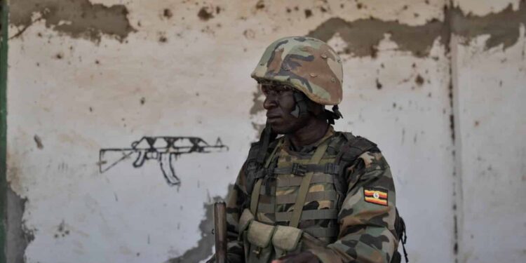 A UPDF soldier at a position in Somalia, where Uganda keeps about 6,500 troops as Kampala suspends its military ties with Turkiye
