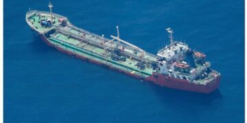 The tanker Honour 25 at anchor off Puntland, the ship retaken at Dharinbaar after pirates killed five of its crew